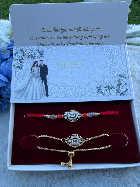 Premium American Dimond Couple Set Rakhi