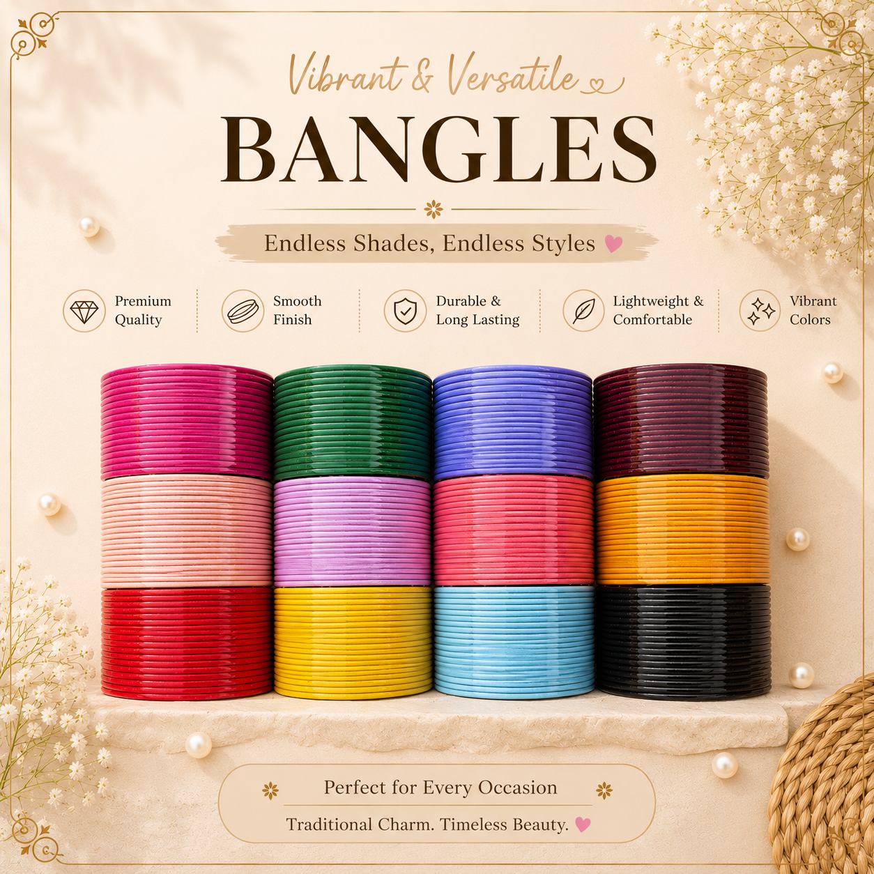 Plain Color Punjabi Bangles Set
