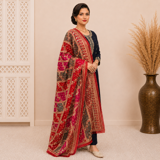 Premium Traditional Punjabi Phulkari Dupatta
