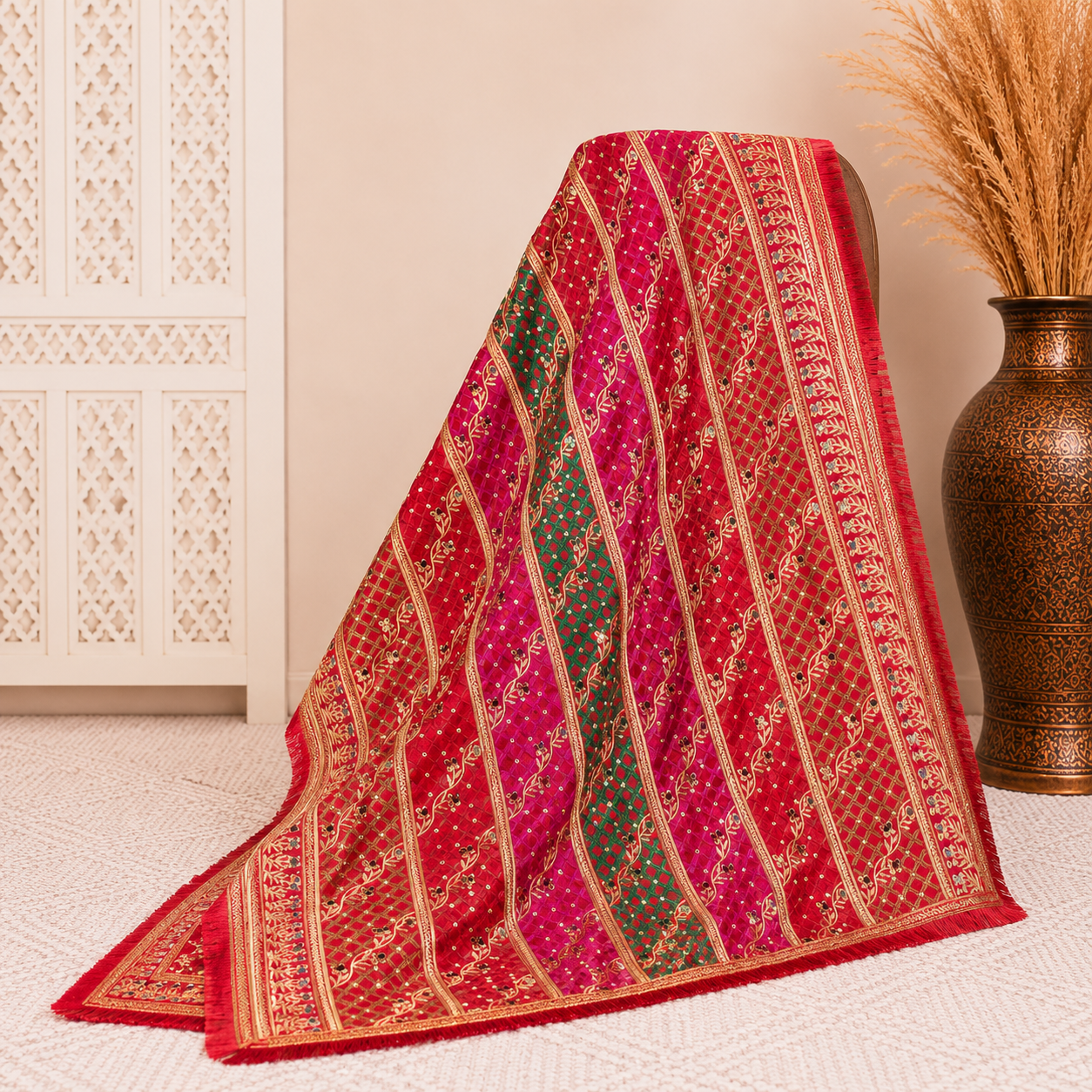 Premium Traditional Punjabi Phulkari Dupatta