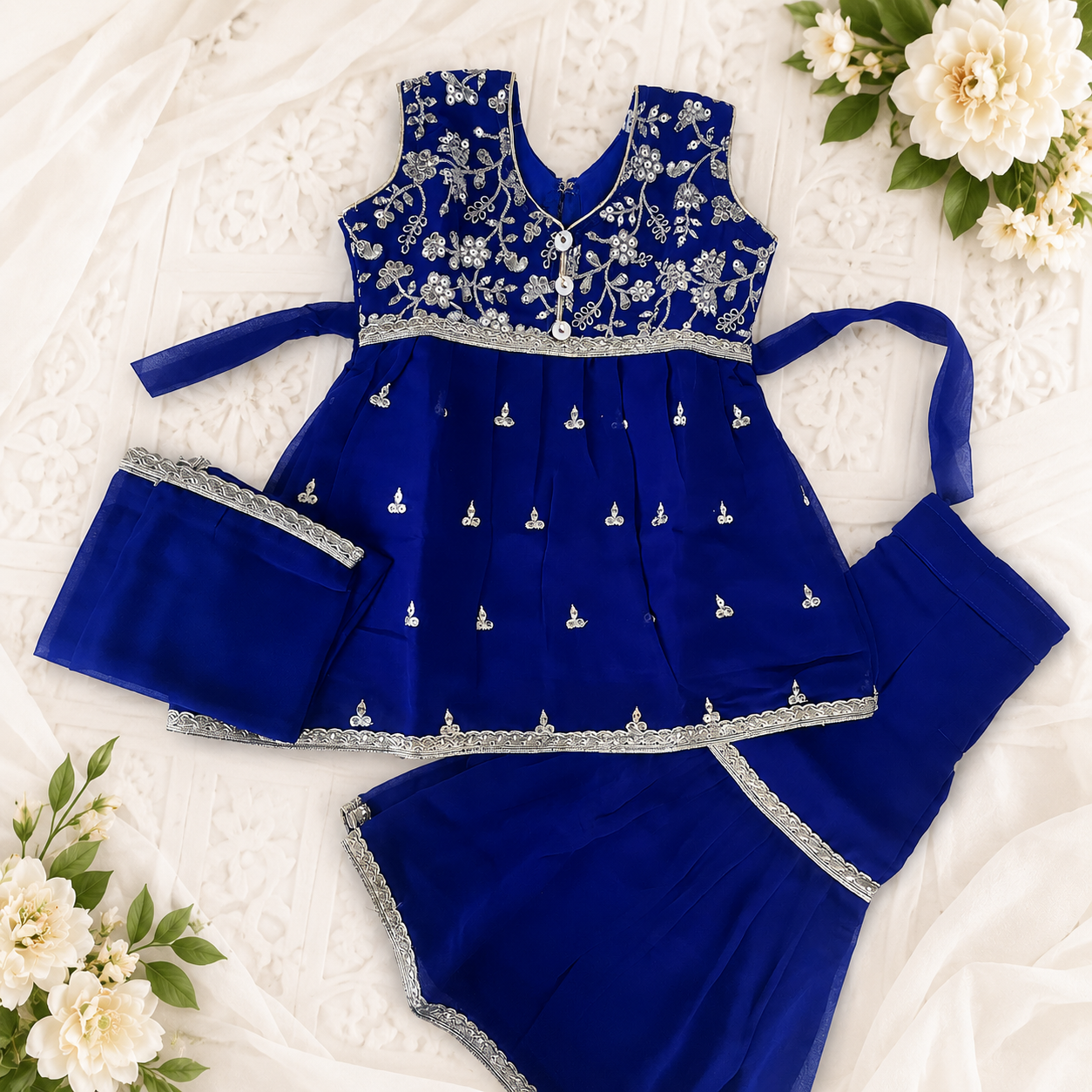 Royal Blue Girls Ethnic Sharara Set