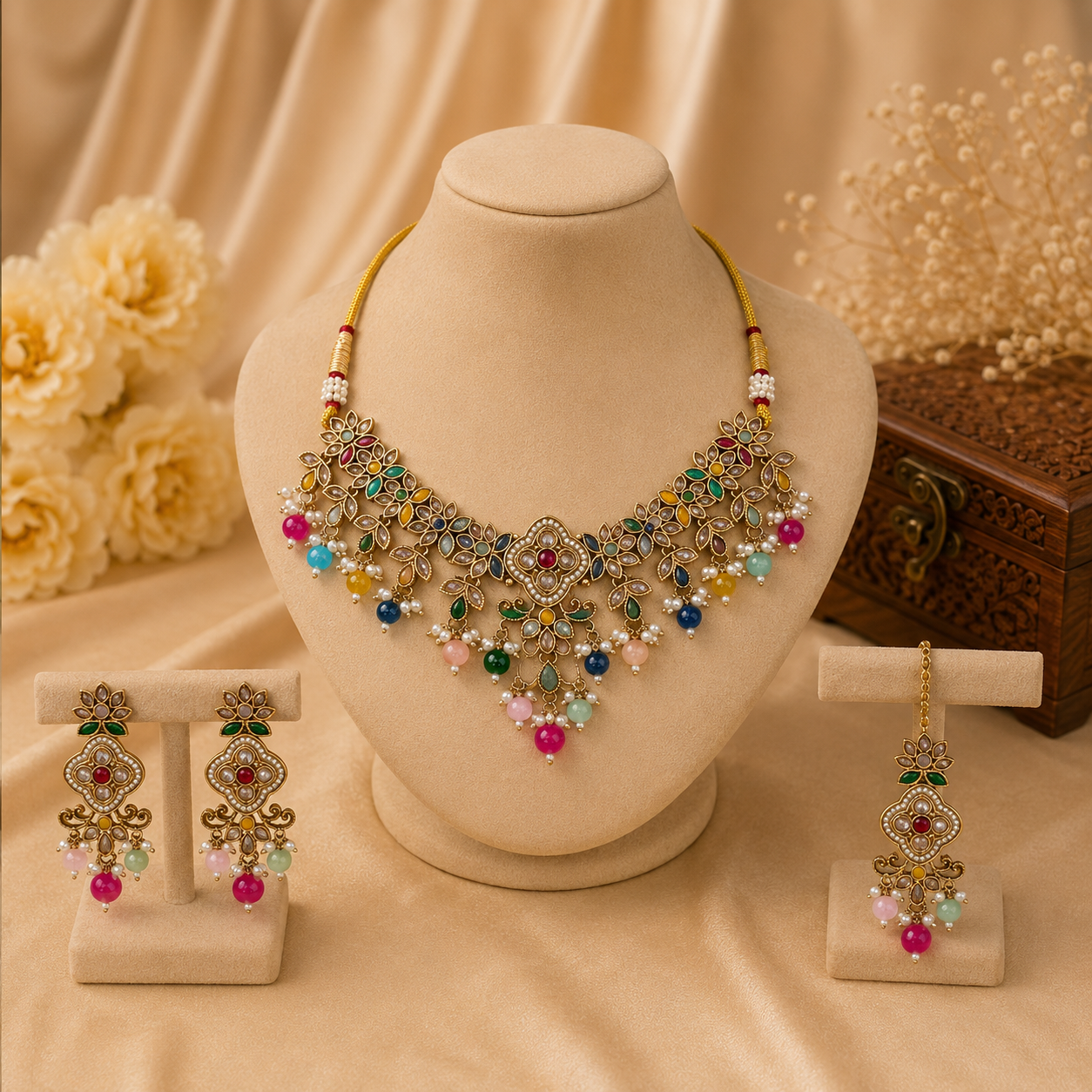 Designer Multicolor Kundan Necklace Set