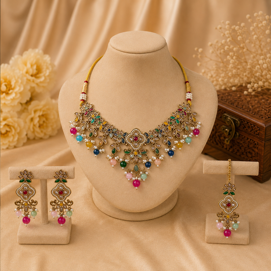 Designer Multicolor Kundan Necklace Set