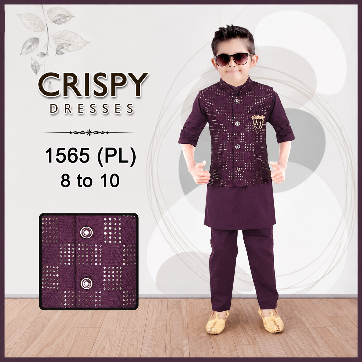 Purple Kurta Pajama Set with Designer Waistcoat