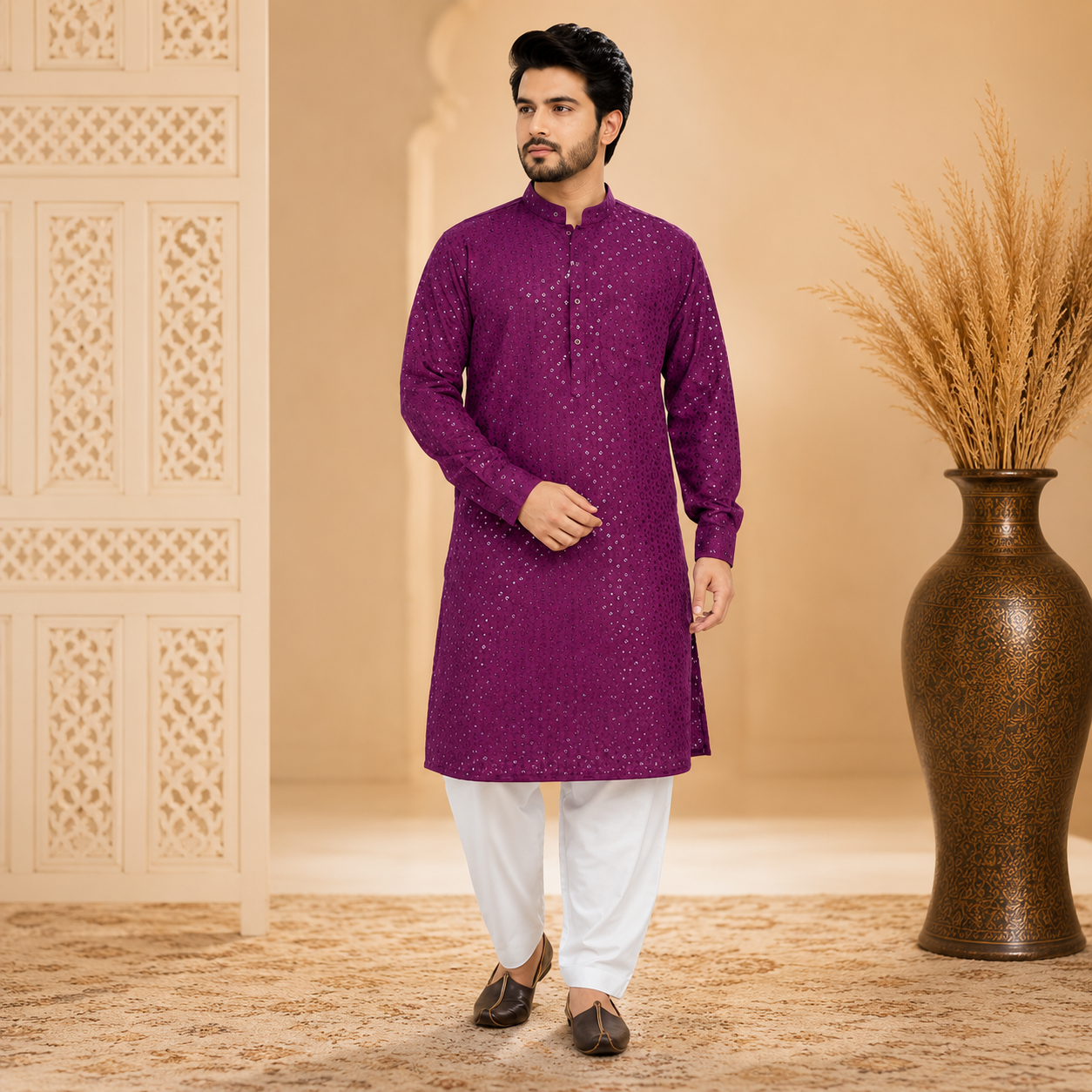 Men’s Lakhnavi Work Kurta Pajama
