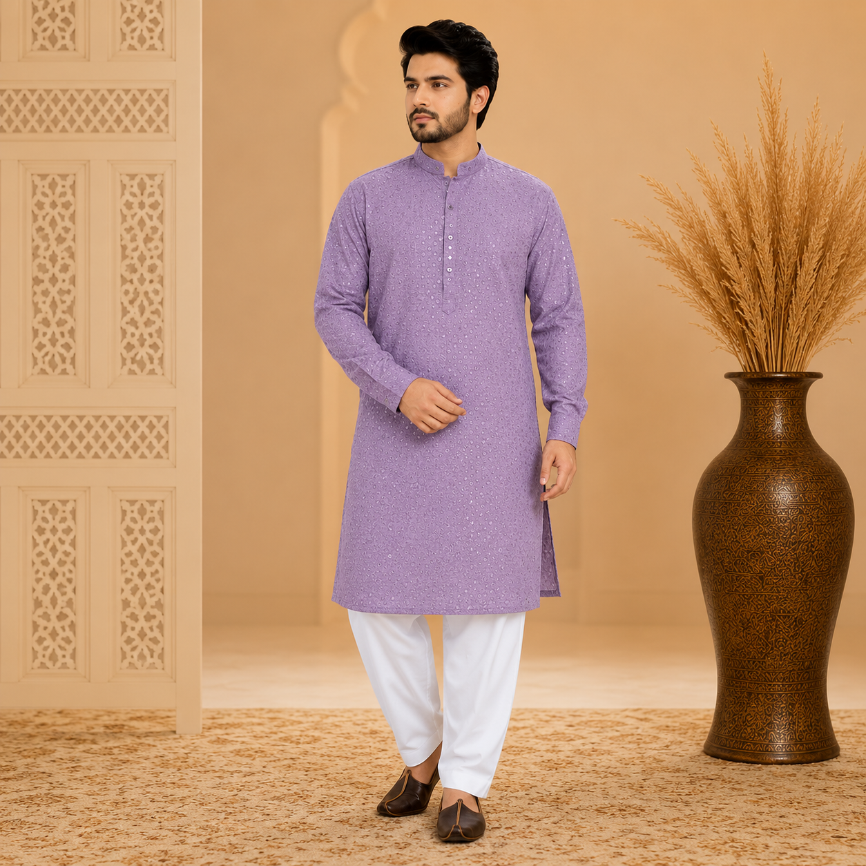 Men’s Lakhnavi Work Kurta Pajama